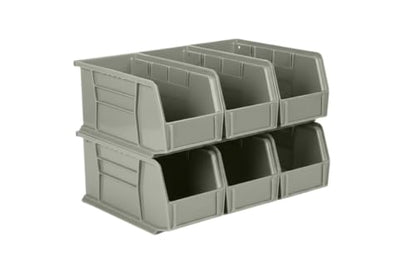 11" x 5.5" x 5" (6 Pack) Plastic Stackable Storage Bin, Gray/Brown - color: Gray/Brown, size: 6 Pack