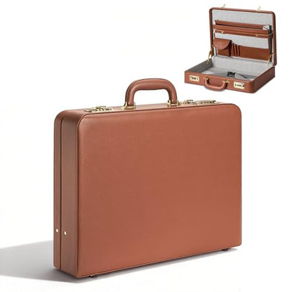 LOCKCURX Briefcases for Men, Anti-Theft Dual Lock Briefcase, 16 Inch Laptop - color: Brown, size: Combination Lock