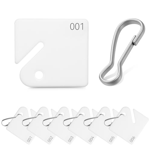 100Pcs Key Tags, Plastic Slotted Key Tags with Buckle, 1.57 Inches White Square Key Tag with Number(1-100), Sturdy Plastic Key Tag for Keys Cabinets,Boxes, Lockers, Home, Office and Garage