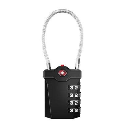 ZHEGE TSA Approved Luggage Lock, Travel Lock, 5.5in Flexible Cable (Black) - color: 1p Black