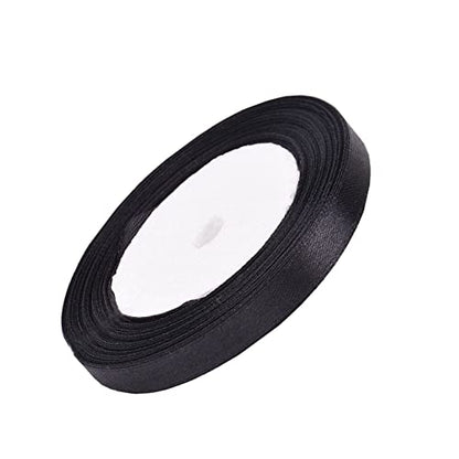 Black Satin Ribbon 1/2 Inch for Gift Wrapping, 50 Yards in Length - color: Black, size: 1/2"