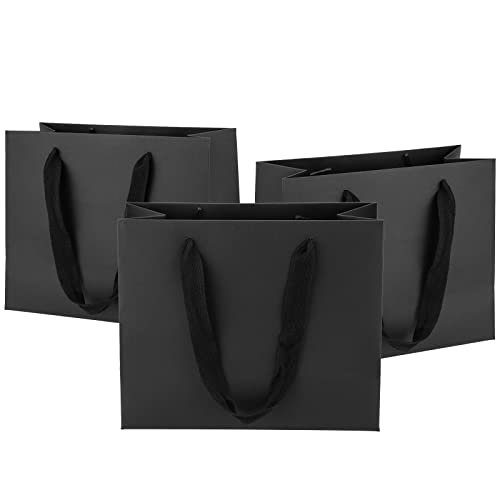 25pcs Small Black Gift Bags with Handles,Party Favor Gift Bags - color: Black