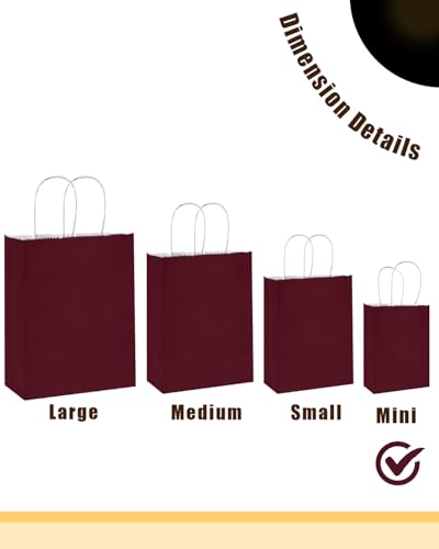 qiqee 24PCS Mini Gift Bag with Handles Bulk 4.5"x2.5"x6" Gift Bags Coffee Bags Multiple Uses - color: Coffee