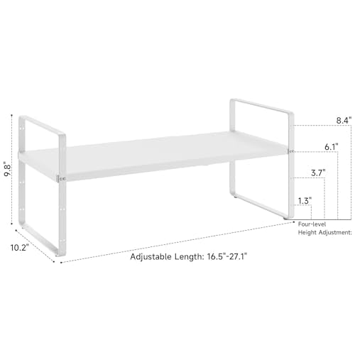 16.5~27.1" Expandable Shelf，2Pack 10.2" Wide Adjustable Height Cabinet Shelves，White - color: White, size: 2Pcs // 10.2''W