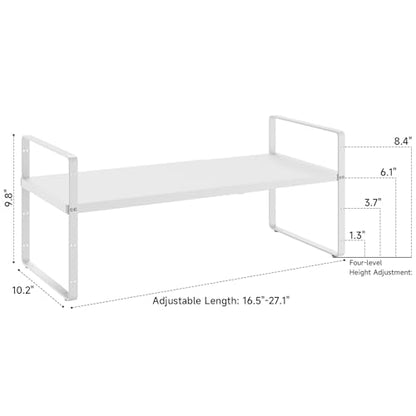 16.5~27.1" Expandable Shelf，2Pack 10.2" Wide Adjustable Height Cabinet Shelves，White - color: White, size: 2Pcs // 10.2''W