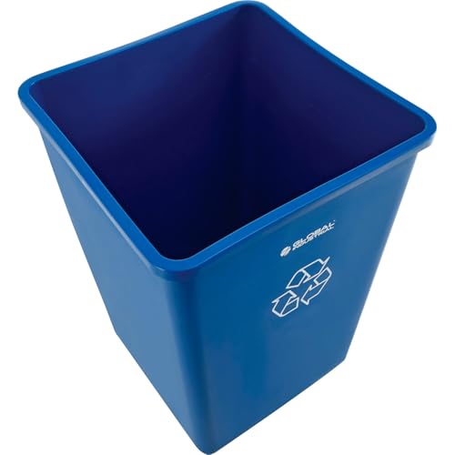Global Industrial Square Plastic Recycling Trash Can, 35 Gallon Capacity - color: Blue