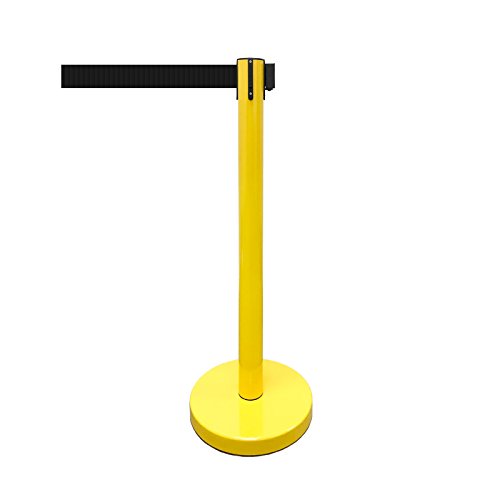 VIP Crowd Control Retractable Belt Stanchion Queue Safety Barrier Set, 36" Ht, 78" Belt (2 YEL Posts Black Belt) - color: 2 YEL Posts Black Belt