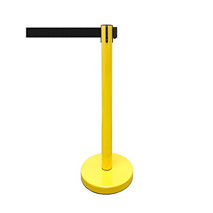 VIP Crowd Control Retractable Belt Stanchion Queue Safety Barrier Set, 36" Ht, 78" Belt (2 YEL Posts Black Belt) - color: 2 YEL Posts Black Belt