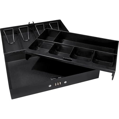 BARSKA 12-Inch Cash Box and 6 Compartment Tray with 4 Bill Holder , Black, Medium - size: 12 Inch, style: Combo Lock Bill Holder
