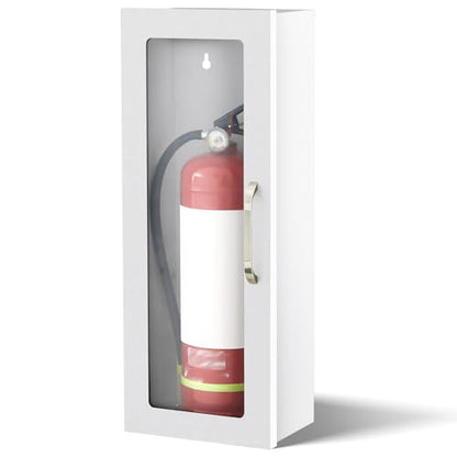 Zonon 1 Pcs 10lb Fire Extinguisher Cabinet Wall & Surface Mount, White - color: White