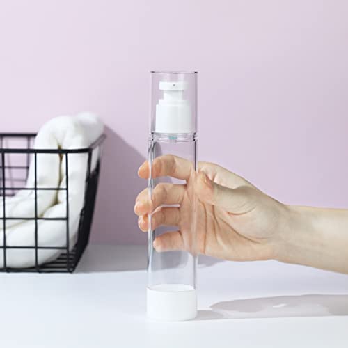 longway 4 Oz 120ml Clear Airless Cosmetic Cream Pump Bottle Travel Size Dispenser Refillable Containers/Foundation Travel Pump Bottle for Shampoo (Pack of 6) - size: 4 fl oz (120 ml) (Pack of 6)