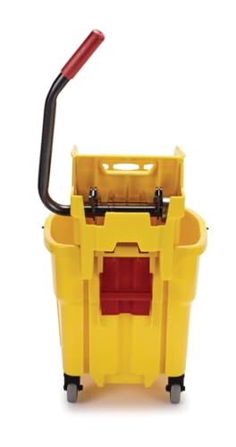 Rubbermaid Commercial Products WaveBrake 35 Qt. Side-Press Mop Bucket and Wringer Combo on Wheels Yellow for Professional/Industrial/Business Heavy-Duty Floor Cleaning/Mopping - size: 35 Qt.