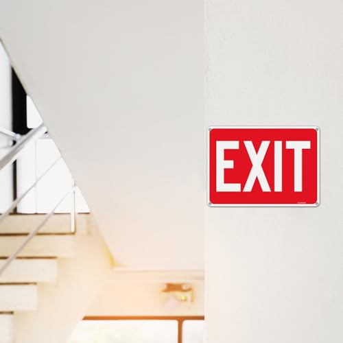 T&R Large Exit Sign - 14 x 10 Inches Rust Free .040 Aluminum Reflective - UV Protected, Waterproof and Fade Resistant - 4 Pre-drilled Holes - color: Red -14" x 10" - 1 Pack