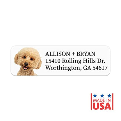 Alternating Dogs Rolled Address Labels / 250 Personalized Return Address Labels/Designer Address Stickers in Elegant Plastic Dispenser - size: 250 Labels, style: Dog Portraits