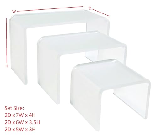 Acrylic Display Risers – 3‑Piece Small Riser Set (5×2×3, 6×2×3.5, 7×2×4) – Clear 1/8" Acrylic Stands for Jewelry, Mini Collectibles, Retail Displays, Craft Shows (Frosted) - color: Frosted