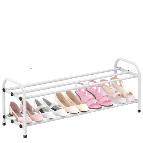 Hleelomi 2-Tier Metal Expandable Shoe Rack for Closet and Entryway, White - color: White, size: 2-Tier