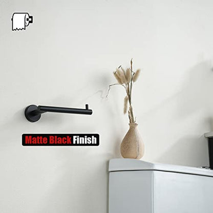 JQK Black Toilet Paper Holder, 5 Inch 304 Stainless Steel Thick 0.8mm Tissue Paper Dispenser, Matte Black Wall Mount 2 Pack, TPH100-PB-P2 - color: Black, size: Bar(2 Pack)