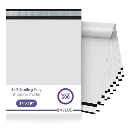 Poly Mailers 14.5x19, Self Seal Shipping & Mailing Bags, 500 Pack Bulk - color: White, size: 14"x19" / 500 Pack