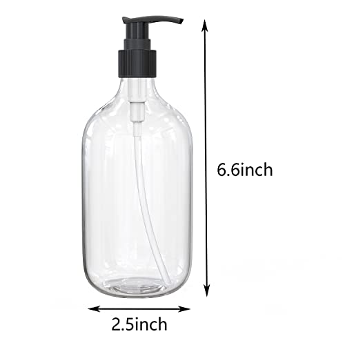 10 Ounce Clear Plastic Pump Bottle Dispenser, Refillable Empty Bottle Container with Pump for Essential Oil Soap Lotion Shampoo, 2 Pcs - size: 10 Ounce (Pack of 2)