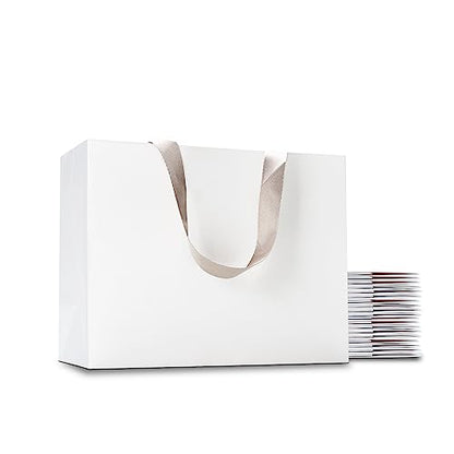 White Gift Bags with Handles, 20Pcs 10.5"x4.25"x8" Medium Size - color: White, size: 10.5x4.25x8 Inch (Pack of 20)