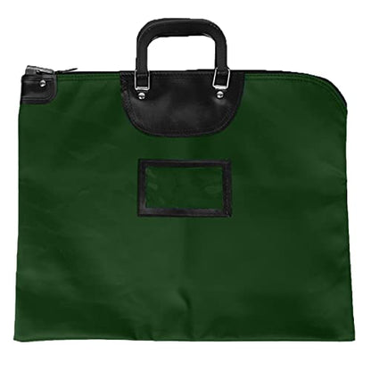 BankSupplies HIPAA Locking Courier Bags with Handles & Card Holder Keyed Differently - Forest Green - 19W x 15H - Durable Laminated Nylon Fabric - Metal Pop - color: Forest Green