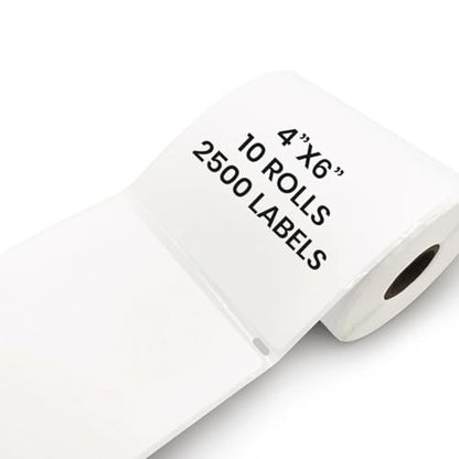 4"x6" Direct Thermal Shipping Labels 10 Rolls, 2500 Labels - size: 10 Rolls - 2500 Labels