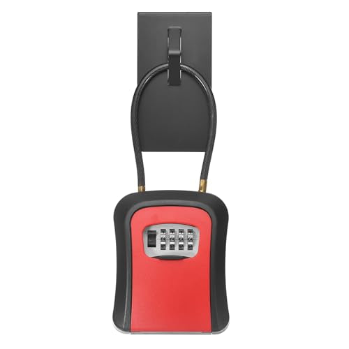 PATIKIL Key Lock Soft Box with Code, (4.7 x 3.9 Inch, Red), Resettable Combination Lockbox Portable Key Storage Box with Wall-Mounted Bracket, Suit - for Home Entrance/Garage/Warehouse - color: Red