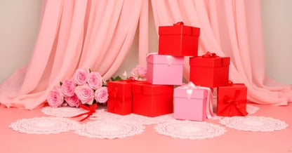 Gift Box with Lid & Ribbon for present, 12pcs, Pink & Red, 4"×4"×4" - color: Pink & Red, size: 4 x 4 x 4 Inch