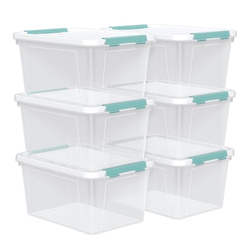 Zopnny 20 Quart Clear Latching Container Box, Plastic Storage Bin with Latching Lid, 6 Packs - size: 20 Quart