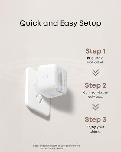 eufy Video Doorbell Chime 2, 10 Built-In Chimes, 2.4 GHz and 5 GHz Dual-Band Wi-Fi, Easy Setup, Bluetooth Auto-Pairing, Adjustable Volume Up to 80 dB