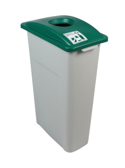 Waste Wise 23 Gallon Recycled HDPE Waste and Recycling Bin for Commercial Spaces - (Green/Grey, Cans & Bottles) - color: Green Grey Cans Bottles