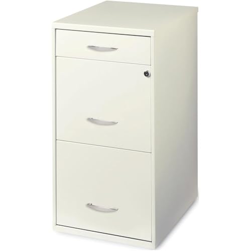 Pemberly Row 3 Drawers 27.32" Vertical White Metal Filing Cabinet Lockable Pre-Assembled Stationary Letter Size for Home, Office - color: White