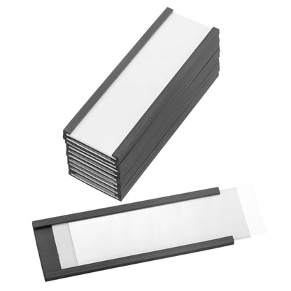 PATIKIL Magnetic Label Holder 3" x 1" with Paper Inserts, 10 Pcs C Channel Magnetic File Cabinet Labels Shelf Data Card Holder Signs for Metal Racks Shelves Whiteboard Tool Box - size: 3" x 1"
