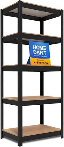 HOMEDANT House Black 24.1" W 5 Tier Storage Shelves Garage Shelving Unit - color: Black, size: 24.4"W x 16.5"D
