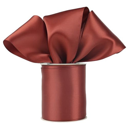Rust Red Double-Faced Satin Ribbon, 3 Inch x 10 Yards - color: Rust