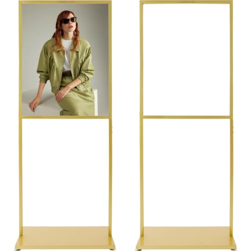 22"x28" Floor Standing Sign Holder Pedestal Poster Stand (Gold) - color: Gold