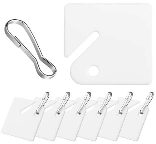 120 PCS Slotted Key Tags White Plastic Hanging Tags with Metal Snap Hook
