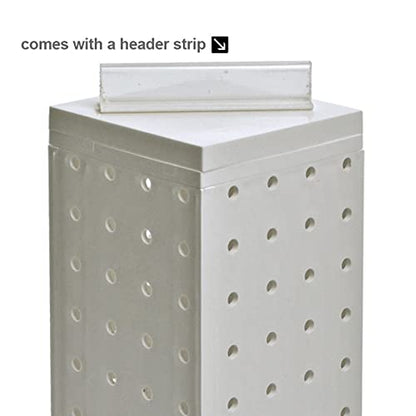 Azar Displays 700220-WHT-2W16 Four-Sided 4”W x 12” Revolving Pegboard Tower Kit Counter Display with 16-Pack of 2 inch Locking Hooks, White - color: White, style: Pegboard + Hooks
