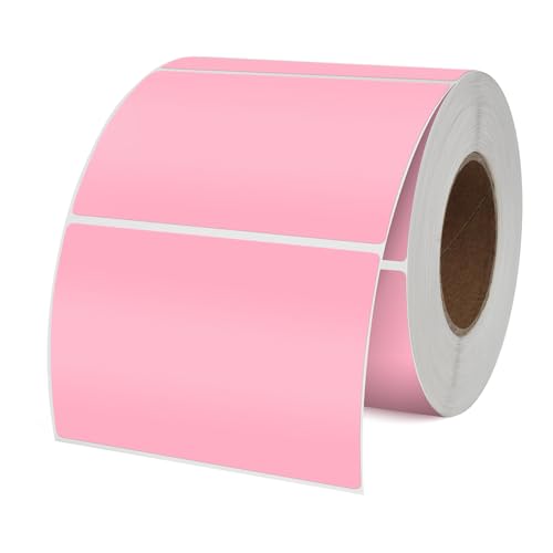 YIKAIDA Pink Stickers 2 × 3 Inch Rectangle Removable Vinyl Labels 500 PCS - color: Pink