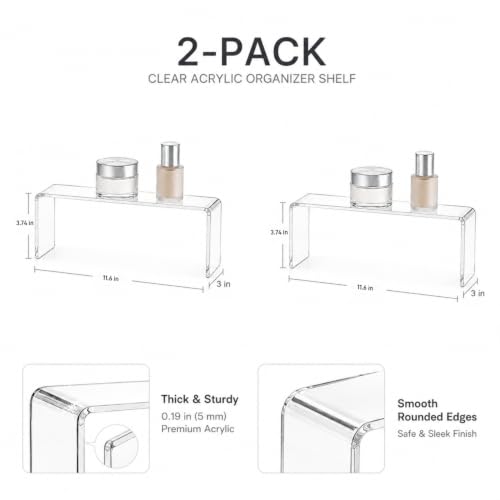 2 Pack Acrylic Medicine Cabinet Organizer Clear Shelves 2 Small - size: 2 x 11.4x3x3.7in