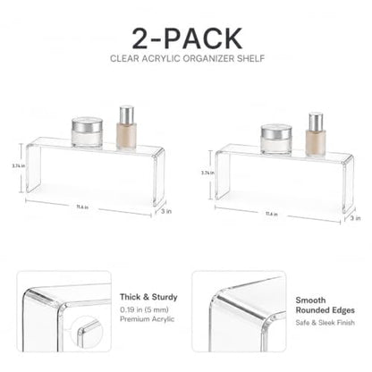 2 Pack Acrylic Medicine Cabinet Organizer Clear Shelves 2 Small - size: 2 x 11.4x3x3.7in
