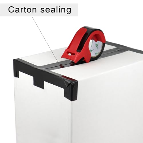 BOMEI PACK 3 Rolls Black Heavy Duty Packing Tape with red Dispenser, Packaging Tape 1.88 Inches x 55Yards, 2.5mil Industrial Shipping Tape for Moving Shipping, Office & Storage - color: black