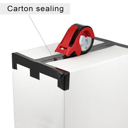 BOMEI PACK 3 Rolls Black Heavy Duty Packing Tape with red Dispenser, Packaging Tape 1.88 Inches x 55Yards, 2.5mil Industrial Shipping Tape for Moving Shipping, Office & Storage - color: black