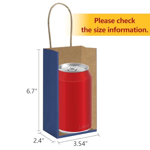 BagDream Mini Gift Bags with Handles 3.5x2.4x6.7 Navy Blue 100 Bulk Pack - color: Navy Blue