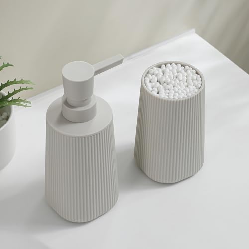 YAUKPH Bathroom Soap Dispenser and Toothbrush Holder Striped Beige - color: Striped Beige