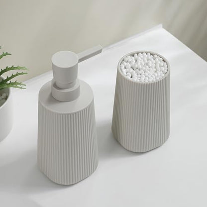 YAUKPH Bathroom Soap Dispenser and Toothbrush Holder Striped Beige - color: Striped Beige