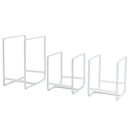Juvale 3-Piece Plate Organizer - Space-Saving Cabinet Storage & Dish Storage Rack - Plate Stand & Pot Lid Holder - Pack of 3, White, 1 Large & 2 Small - color: white