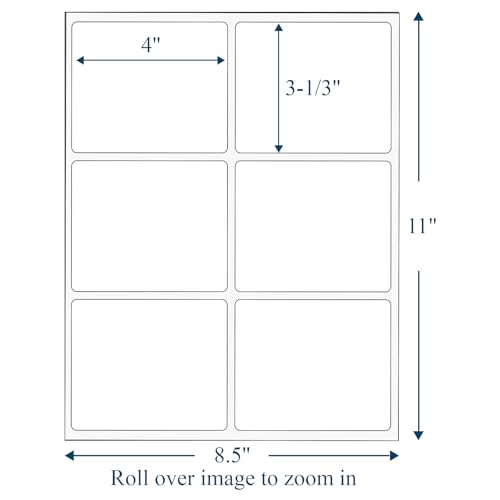 (2000 Sheets, 12000 Labels) Sticker Paper, 3 1/3" x 4" Shipping Address Labels, 6 Per Page Self Adhesive Mailing Label for Laser and Inkjet Printers - size: 3-1/3" x 4"(6UP), style: 2000 Sheets