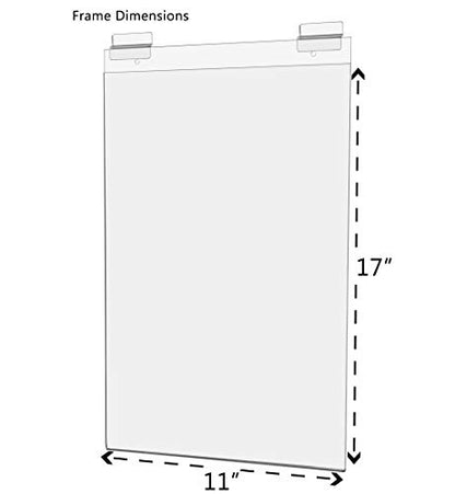 Marketing Holders Slatwall Sign Holder 11 x 17 Large Poster Sheet Printed Materials Display Graphic Portrait Clear Acrylic Plastic Sleeve for Retail Stores