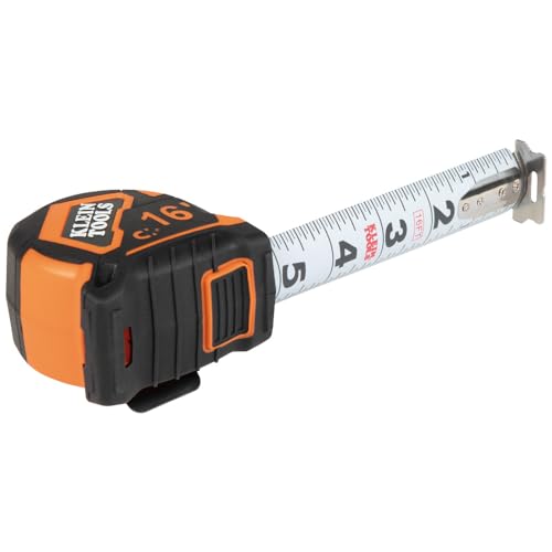 Klein Tools 9216 Tape Measure, Heavy-Duty Measuring Tape with 16-Foot Double-Hook Double-Sided Nylon Reinforced Blade, with Metal Belt Clip - color: 16-Foot